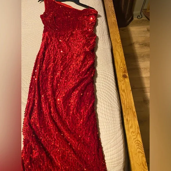 Joyfunear One Shoulder Wrap Split
Thigh Sequin Formal Dress - Picture 6 of 6